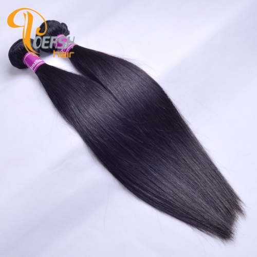 Poersh Hair Top Grade Unprocessed Raw Virgin Hair Top Quality 1B Natural Black Color Straight Hair 2Pcs/Lot Human Hair Weft