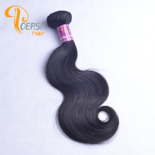 Poersh Hair Diamond Grade Unprocessed Raw Virgin Hair Top Quality 1B Natural Black Color Body Wave 1Pc/Lot Human Hair Weft