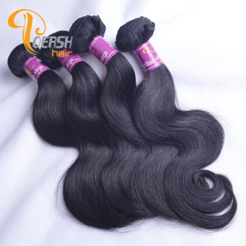 Poersh Hair Top Grade Uprocessed Raw Virgin Hair Top Quality 1B Natural Black Color Body Wave 4Pcs/Lot Human Hair Weft