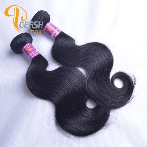 Poersh Hair 8A Unprocessed Raw Virgin Hair Top Quality 1B Natural Black Color Body Wave 2Pcs/Lot Human Hair Weft