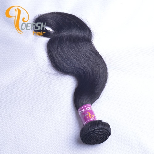 Poersh Hair Top Grade Unprocessed Raw Virgin Hair Top Quality 1B Natural Black Color Body Wave 1Pc/Lot Human Hair Weft
