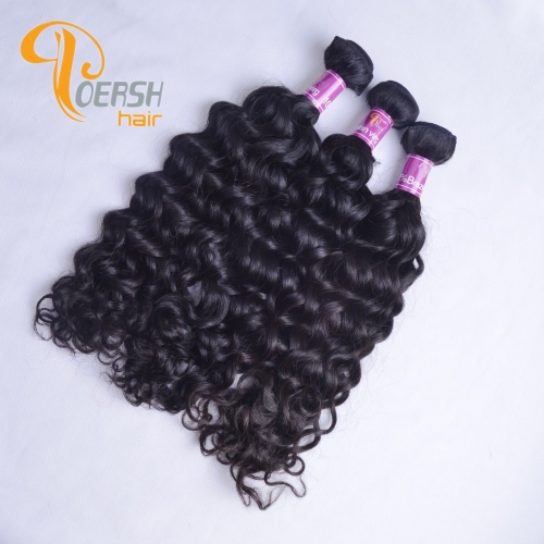 Poersh Hair 8A Unprocessed Raw Virgin Hair Top Quality 1B Natural Black Color Italy Curly 3Pcs/Lot Human Hair Weft