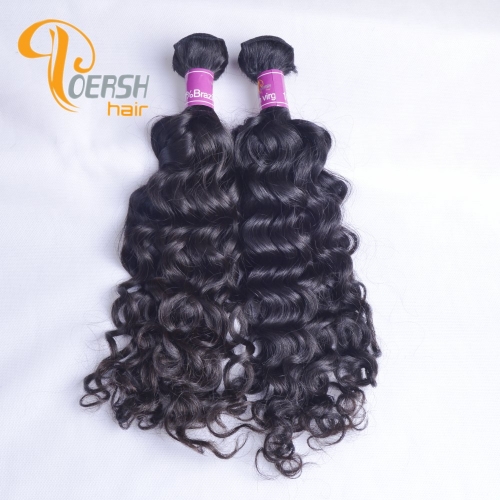 Poersh Hair 8A Unprocessed Raw Virgin Hair Top Quality 1B Natural Black Color Italy Curly 2Pcs/Lot Human Hair Weft