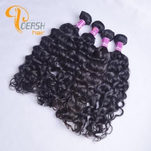 Poersh Hair Top Grade Uprocessed Raw Virgin Hair Top Quality 1B Natural Black Color Italy Curly 4Pcs/Lot Human Hair Weft